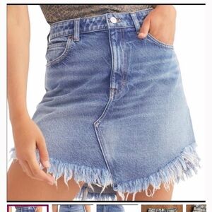 Free People Blue Asymmetrical A-line Mini Skirt